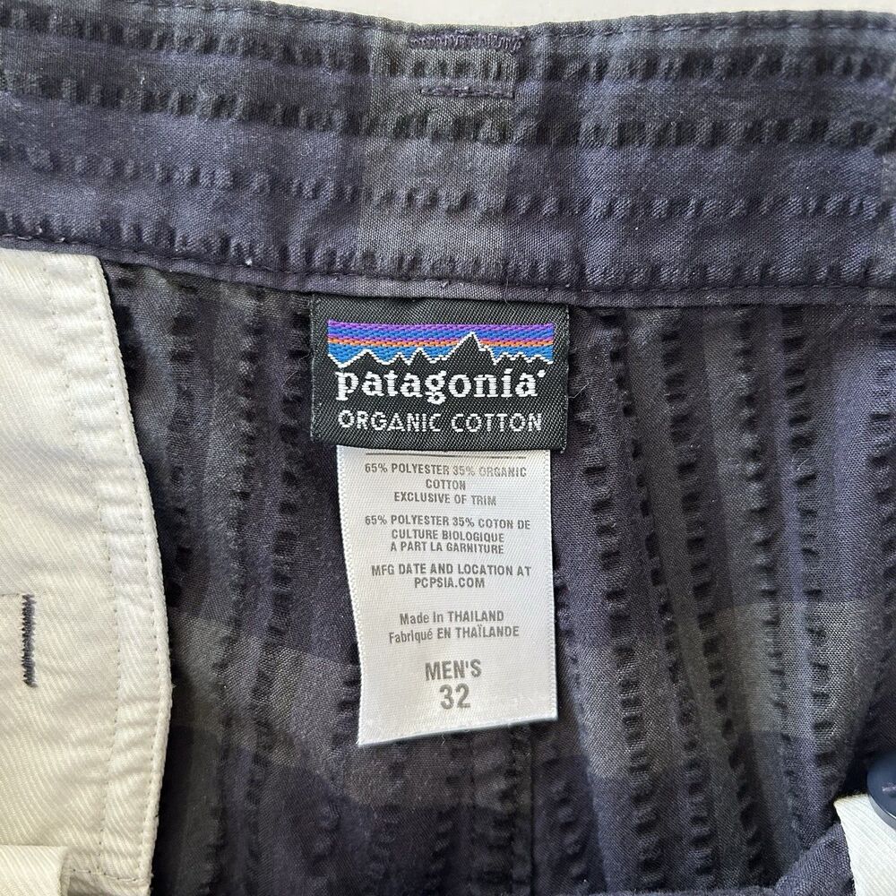 Patagonia Mens Shorts Sz 32 Seersucker Textured Plaid Organic Cotton Outdoor - Picture 2 of 8